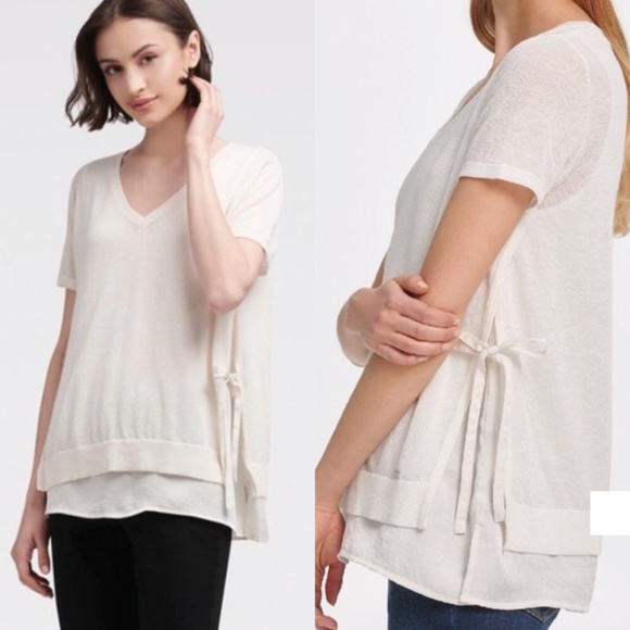 NWOT 🦋 DKNY V-Neck sweater w/side ties | Large - Picture 1 of 12